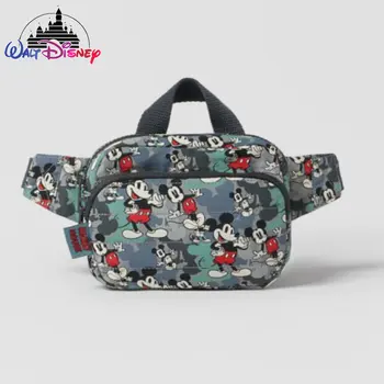 Оригинальная новая детская поясная сумка Disney с Микки и Минни, роскошная брендовая детская нагрудная сумка Большой емкости для девочек, сумка через плечо