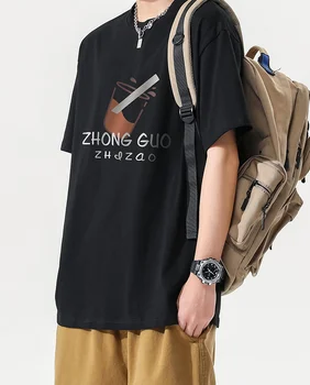 M5606 Новая хлопковая футболка, мужская летняя тонкая футболка с короткими рукавами, футболка с коротким рукавом
