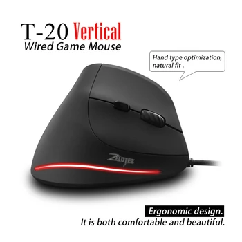 ZELOTES T20 USB Проводная Вертикальная Оптическая Мышь Перезаряжаемая Эргономичная 4 Передачи 3200 точек на дюйм 6 Кнопок Игровые Мыши для PC Gamer