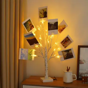 Светодиодная Лампа на дереве, Березовая Лампа на Батарейках, Реалистичная Мягкая для Декора Вечеринки, Настольная Лампа с низким Энергопотреблением, Светодиодная Лампа на дереве 0