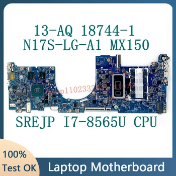 Для HP 448.0G904.0011 Материнская плата 13-AQ 13T-AQ для ноутбука 18744-1 с процессором SREJP I7-8565U N17S-LG-A1 MX150 100% Полностью протестирована В порядке