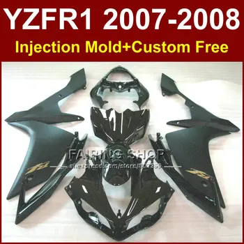 Персонализируйте черные мотоциклетные обтекатели для YAMAHA YZFR1 2007 2008 Инжекционный кузов YZF R1 YZF1000 YZF 1000 07 08 запчасти для кузова