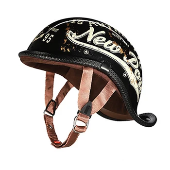Ретро Мотоциклетный шлем Для мужчин/Женщин, Половина лица, Винтажный шлем, шляпа, Круизер, Туристический Мото, Велосипед, Скутер, Катание на коньках, бейсболка