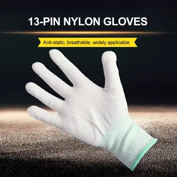1 Пара белых хлопчатобумажных рабочих перчаток для сухих рук с пленкой на пальцах, перчатки для церемониального осмотра, перчатки для бытовой уборки