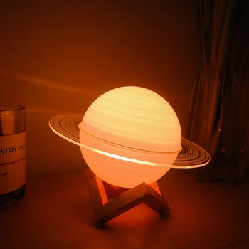 3D Печать Лампа Сатурн Спальня СВЕТОДИОДНЫЙ Ночник Планета с пультом дистанционного управления Прикроватное украшение Ночник для детских подарков