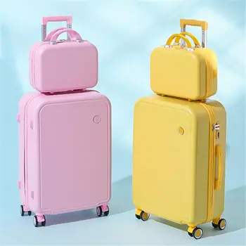 Кейс для тележки, Студенческий багаж, Женский универсальный багаж на колесиках, комплект багажа на колесиках, пароль, консигнационный чемодан, Дорожный Макарон, цвет