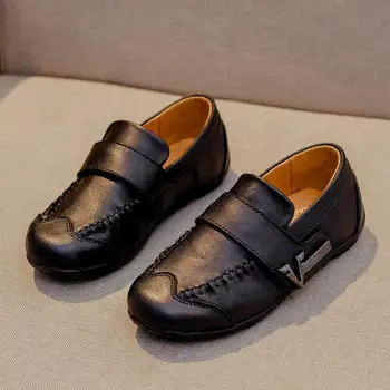 Детская обувь из натуральной кожи Для мальчиков, Черное платье, Детские Лоферы, Обувь для Больших Детей в Горошек, Студенческий Школьный Стиль, Детские Мокасины, Резина