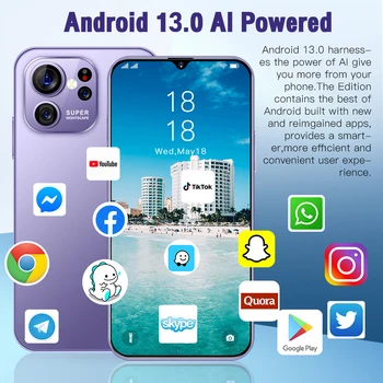 S23 Ультра Смартфон Android 6,8 дюймов HD Экран Сотовый Телефон Pro Telefone 7800 мАч 16 + 1 ТБ Две SIM-карты 5G Мобильные Телефоны Разблокировка Лица 5