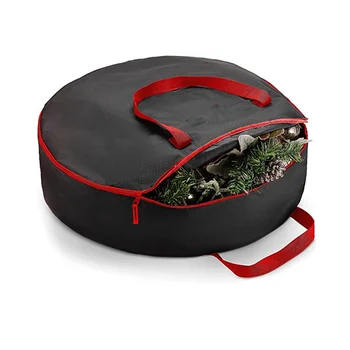 Сумка из ткани Оксфорд, Складная Рождественская декоративная сумка для хранения рождественской посуды, черная круглая