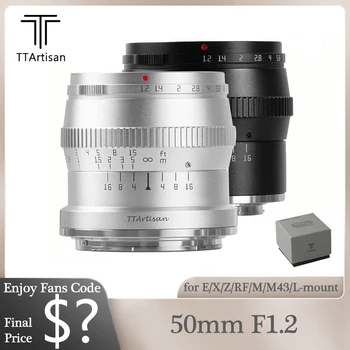 Портретный объектив TTArtisan 50 мм F1.2 APS-C MF, применимый к беззеркальным камерам Sony A6000 Fuji X-A5 Canon M5 Olympus M43