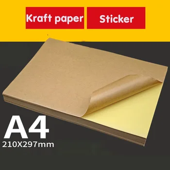Крафт-наклейка формата А4, Картонная коробка для письма, Цветная Струйная Лазерная печать, Самоклеящаяся Кожаная этикетка, наклейка, Желтая бумага, 100 штук