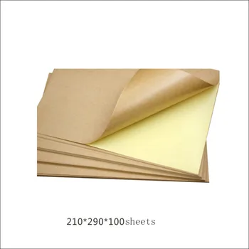 Крафт-наклейка формата А4, Картонная коробка для письма, Цветная Струйная Лазерная печать, Самоклеящаяся Кожаная этикетка, наклейка, Желтая бумага, 100 штук 2