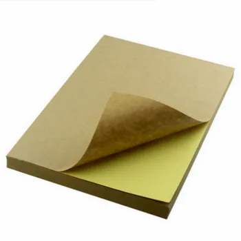 Крафт-наклейка формата А4, Картонная коробка для письма, Цветная Струйная Лазерная печать, Самоклеящаяся Кожаная этикетка, наклейка, Желтая бумага, 100 штук 4
