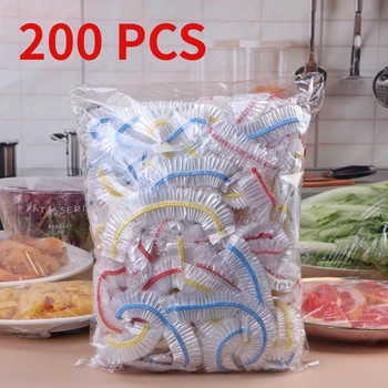Оберточная пластиковая Одноразовая сумка для хранения свежих продуктов, Цветная Кухонная крышка для холодильника, Саранская еда, 200 шт. Аксессуары