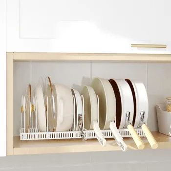 Многослойный выдвижной железный кухонный стеллаж Многофункциональные держатели для хранения крышек шкафов и стеллажей Регулируемая стойка для хранения кастрюль