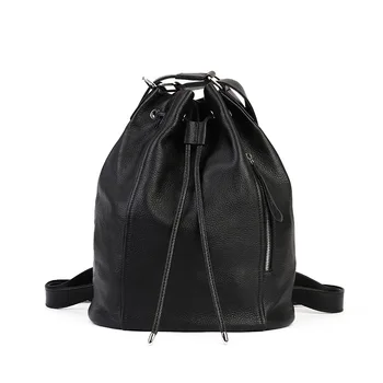 Рюкзак из натуральной кожи 2023 года, новый женский рюкзак в стиле ретро из воловьей кожи с завязками, дорожная сумка