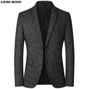 Черные, серые, темно-синие Блейзеры, Мужская брендовая куртка, Модный приталенный Повседневный деловой костюм, пальто, Весенне-осенний мужской Блейзер Homme