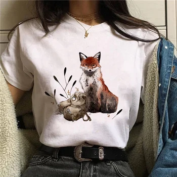 Милая летняя футболка в стиле Харадзюку 90-х годов, одежда с короткими рукавами, Повседневная футболка с животным принтом, Женская модная футболка с мультяшным дизайном.