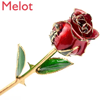 Модная высококачественная позолоченная натуральная искусственная роза 24K на День Святого Валентина Предложение сообщества Подарок Драгоценная коллекция