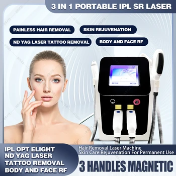 Горячая продажа 3 в 1 360 Магнето OPT SR + IPL + RF Удаление волос и татуировок NDYAG 532nm 1064nm 1032nm Машина для омоложения кожи