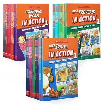 42 Книги/Комплект Детская книга для чтения на английском языке Производства Xue Le Scholastic In Action Word English Learning Books