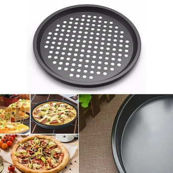 Форма для пиццы из углеродистой стали с круглыми отверстиями для подноса Кухонные инструменты из углеродистой стали