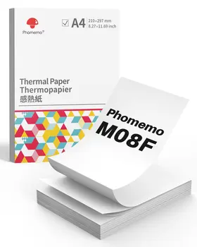Термобумага Phomemo A4 Совместимая Термобумага для Портативного термопринтера Phomemo M08F формата А4 для, Бумага для принтера, 200 листов 0