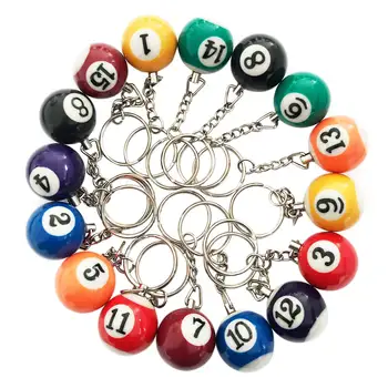 Красочный набор брелоков для бильярдных шаров, 16 шт., шарики-цепочки для ключей, Аксессуары для бильярдных цепочек