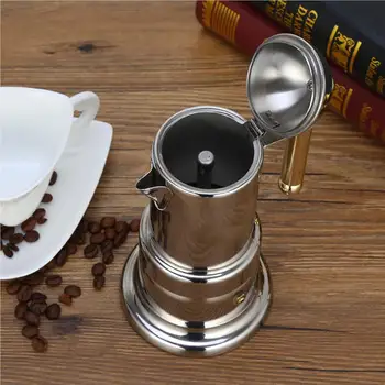 Кофеварка из нержавеющей стали, полированный кофейник для домашнего офиса