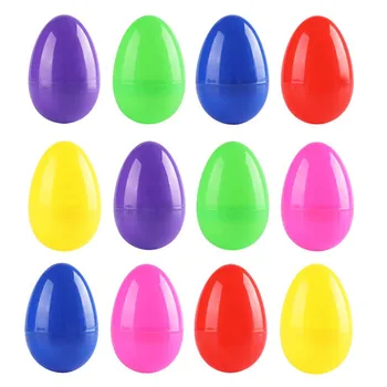 12 штук 6 см, детский прочный пластик, яркий цвет, Открытые Пасхальные яйца, Разные цвета, имитация яичной скорлупы, Праздничные украшения 1