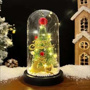 Искусственная Рождественская елка со светодиодной подсветкой в куполе, украшение Санта-Клауса для дома, Рождественские подарки 2023, Сувениры для вечеринок, Принадлежности