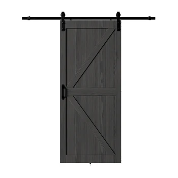 Внутренняя плита раздвижной двери сарая с комплектом фурнитуры и ручкой для дверей сарая, деревянный массив МДФ Каркас Core K, серый
