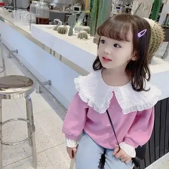 Детский Весенний Новый Свитер, Детская Осенняя Рубашка Принцессы с куклами, Модный Свитер из двух предметов Для девочек, Корейский Топ, футболка 4