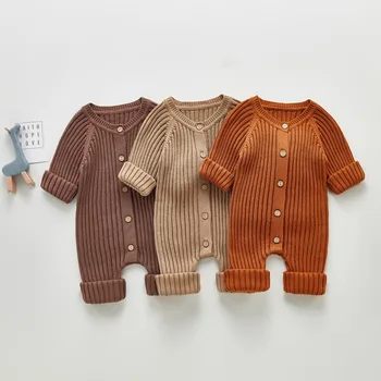 Крошка с длинными рукавами вязаный цельный весна & осень от 1 до 3 лет детская одежда га комбинезон выйти свитер