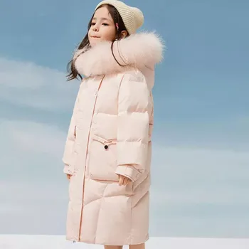 Зимняя куртка-пуховик для девочек, ветрозащитная и водонепроницаемая, теплая детская верхняя одежда, пальто A1891 0