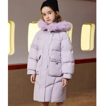 Зимняя куртка-пуховик для девочек, ветрозащитная и водонепроницаемая, теплая детская верхняя одежда, пальто A1891 3