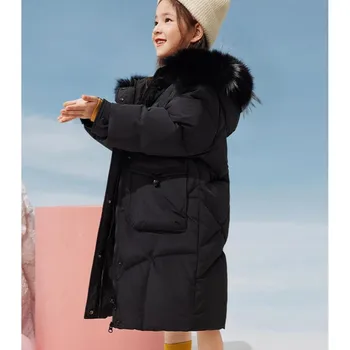 Зимняя куртка-пуховик для девочек, ветрозащитная и водонепроницаемая, теплая детская верхняя одежда, пальто A1891 5