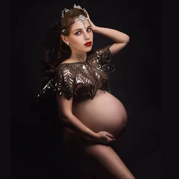 Реквизит для фотосессии беременных, топы, фотосессия для беременных, короткие майки с блестками, прозрачные 0