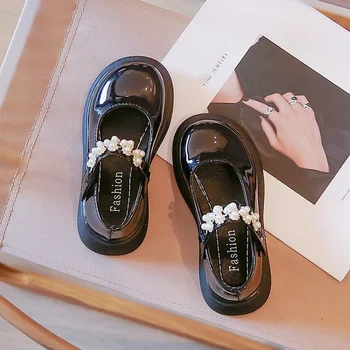 Новая Осенняя обувь Принцессы Мэри Джейн с Жемчугом; Обувь для девочек 12 лет; Платье 2022 года; Детская обувь для Маленьких Девочек; Бесплатная Доставка 4