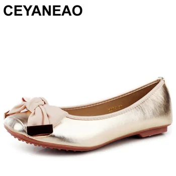 CEYANEAO/ Демисезонные женские туфли-лодочки из мягкой кожи на плоской подошве, милые Модные женские туфли на плоской подошве, Офисные брендовые туфли, Женская обувь E1061