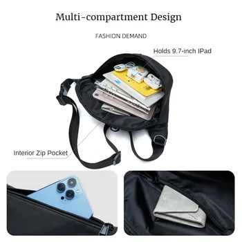 2023 Водонепроницаемая мужская сумка через плечо из ПВХ Премиум-класса, Светоотражающий дизайн, 9,7-дюймовый iPad с несколькими карманами, Повседневная сумка-слинг для молодежи 2
