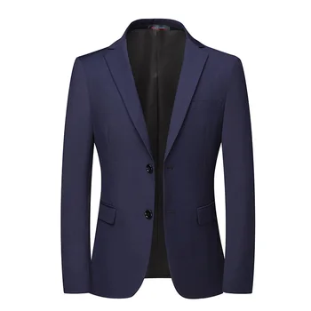 Высококачественные Мужские пиджаки, Повседневные Блейзеры, однобортный мужской костюм, Мужские однотонные деловые повседневные мужские пальто и куртки 0