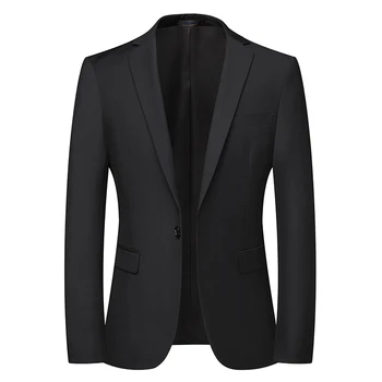 Высококачественные Мужские пиджаки, Повседневные Блейзеры, однобортный мужской костюм, Мужские однотонные деловые повседневные мужские пальто и куртки 1
