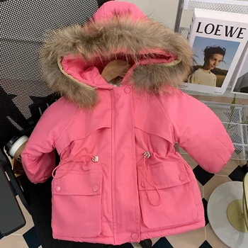 Пальто для девочек, утепленная плюшевая хлопковая куртка, зимняя детская утепленная хлопковая куртка для девочек, зимнее пальто для женщин