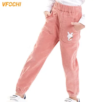 VFOCHI, Новые вельветовые брюки для девочек, Осенние брюки, Укороченные брюки с эластичной талией, Детские брюки, Детская одежда, Брюки-карандаш для маленьких девочек
