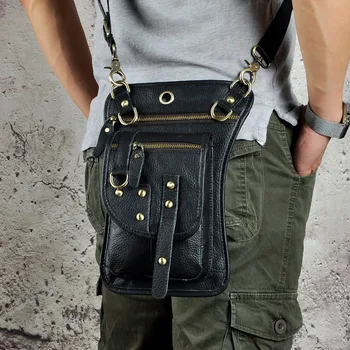 Дизайн из натуральной кожи, Мужская Маленькая повседневная сумка-мессенджер Mochila, Модный дорожный ремень, поясная сумка, сумка для ног, чехол для планшетов 2141-b 1