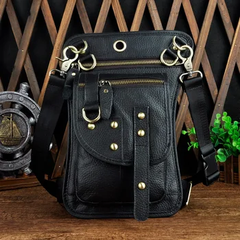 Дизайн из натуральной кожи, Мужская Маленькая повседневная сумка-мессенджер Mochila, Модный дорожный ремень, поясная сумка, сумка для ног, чехол для планшетов 2141-b 2