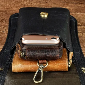 Дизайн из натуральной кожи, Мужская Маленькая повседневная сумка-мессенджер Mochila, Модный дорожный ремень, поясная сумка, сумка для ног, чехол для планшетов 2141-b 4