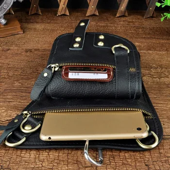 Дизайн из натуральной кожи, Мужская Маленькая повседневная сумка-мессенджер Mochila, Модный дорожный ремень, поясная сумка, сумка для ног, чехол для планшетов 2141-b 5